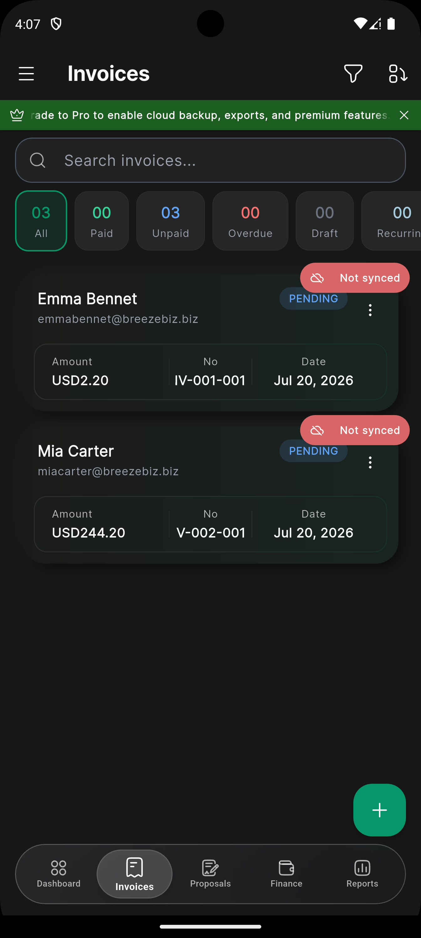 BreezeBiz Settings & Themes screen